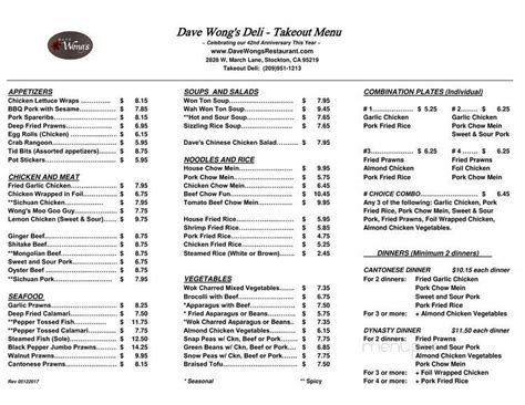 dave wong casino raiders ii - dave wongs menu with prices.